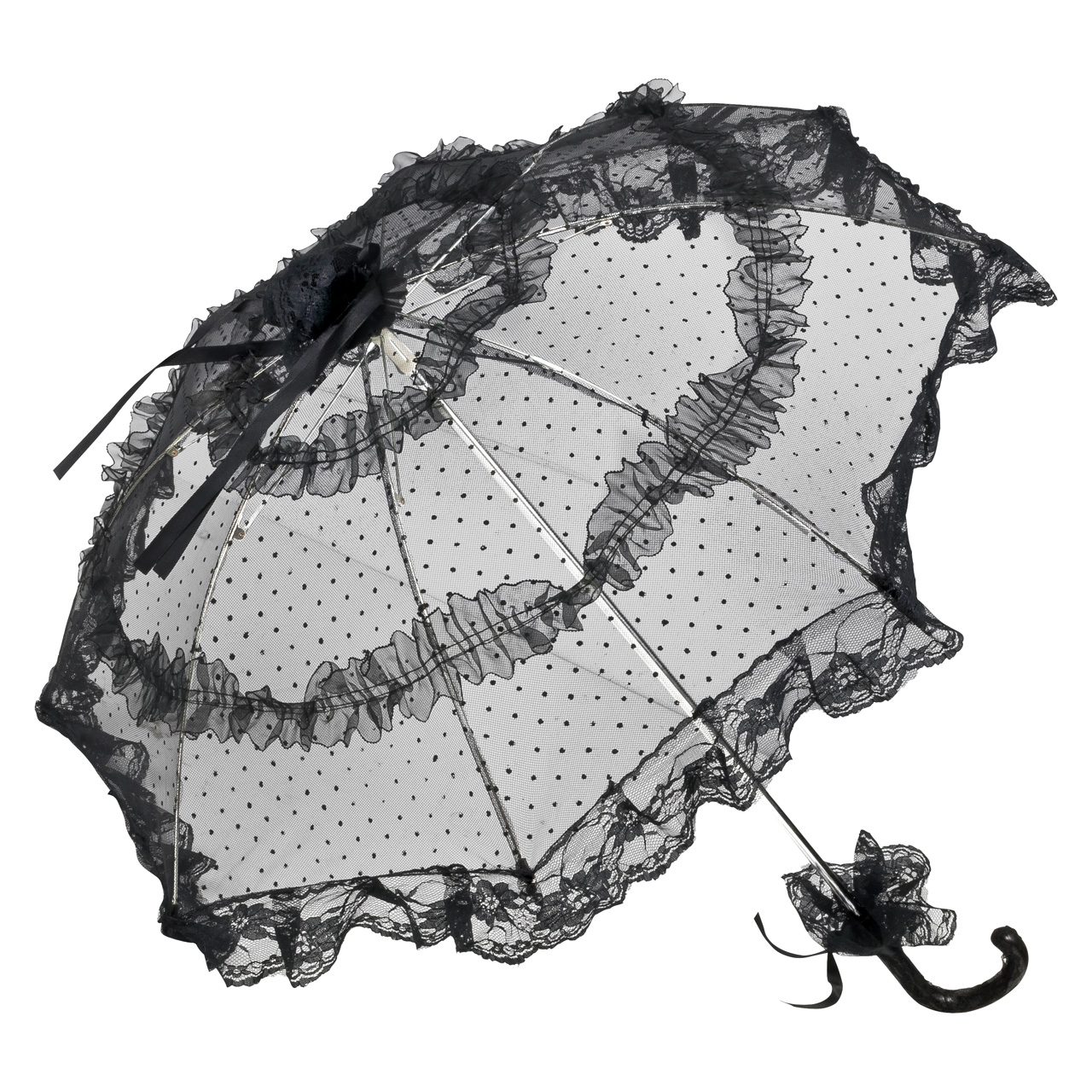 Brautschirm Salomea Tüll mit Tupfen schwarz von Lilienfeld Design 