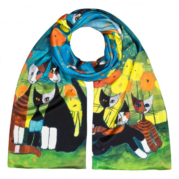 Long Silk Scarf Art Cats Rosina Wachtmeister: All Together