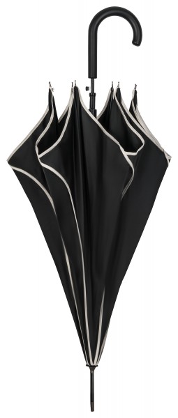 Regenschirm Automatik Minou, schwarz mit Ziernähten in ecru