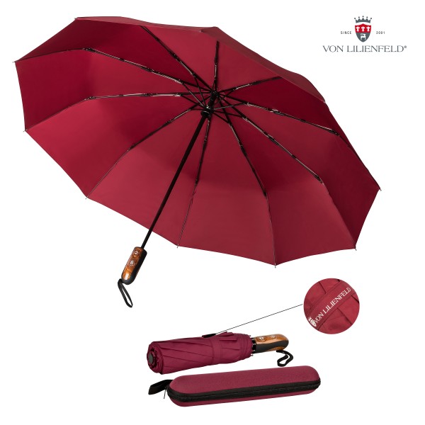 Folding pocket umbrella auto-open-close Clark burgundy