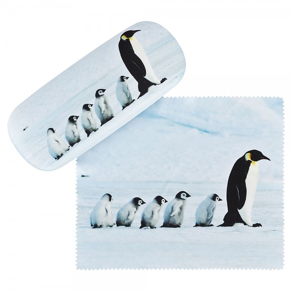 Glasses case with cleaning cloth Penguins