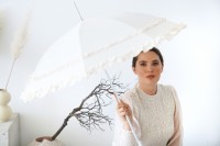Vorschau: Regenschirm Sonnenschirm Hochzeitsschirm Rüsche Mary, ecru Vorschau: Regenschirm Sonnenschirm Hochzeitsschirm Rüsche Mary, ecru