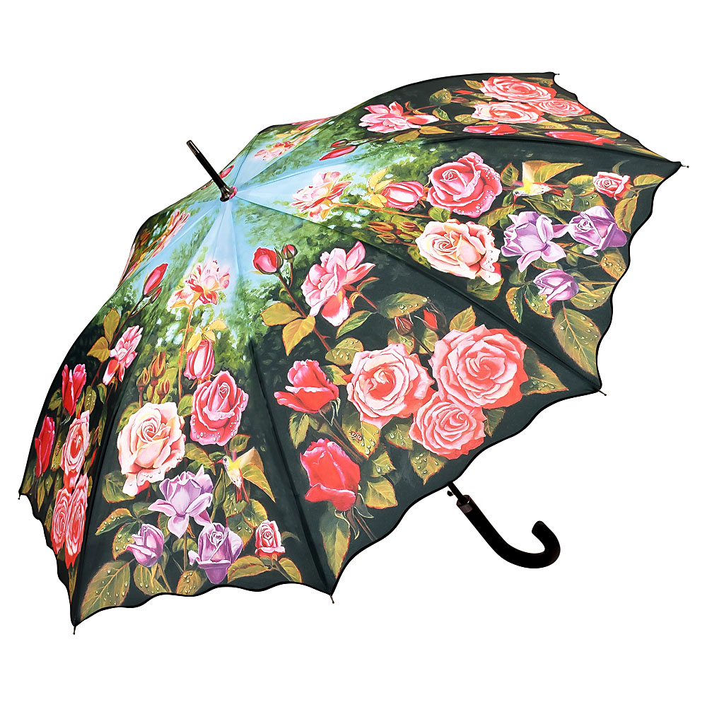 86 cm Regenschirm Blumenmuster Stockschirm Sonnenschirm Automatik Umbrella 