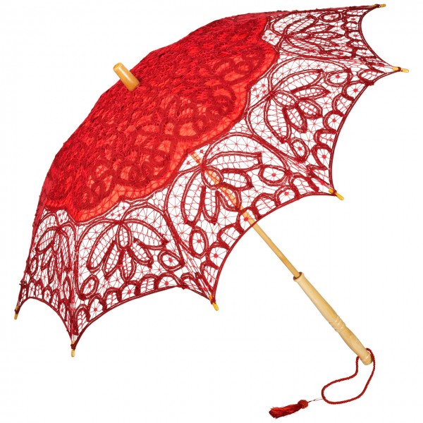Spitzenschirm Sonnenschirm Brautschirm Hochzeitsschirm Vivienne, rot