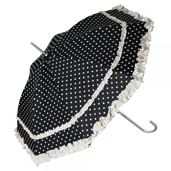 Automatic umbrella Mary black with polka dots