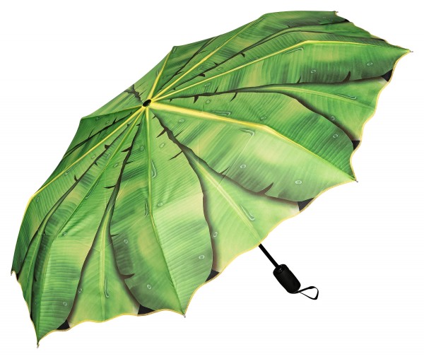 Folding pocket umbrella auto-open-close telescopic Banana Leaves