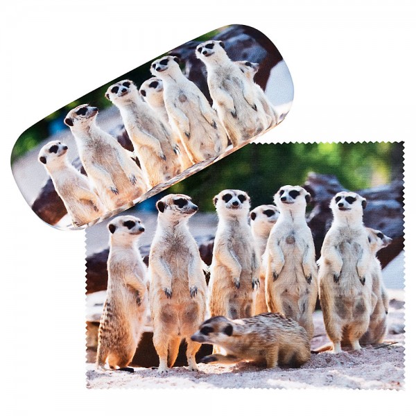 Glasses case with cleaning cloth Meerkat