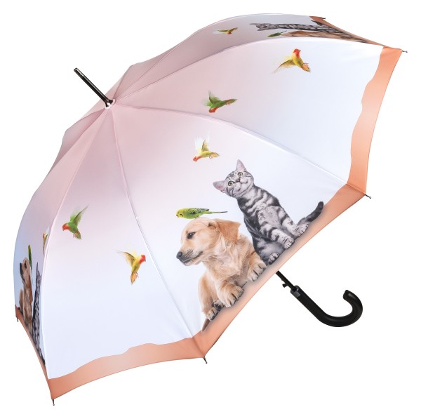Regenschirm Automatik Damen Vogel Hund Katze Tierleben